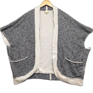 Joh Apparel Gray Ivory Cardigan Distressed Pockets Oversized Size M/L